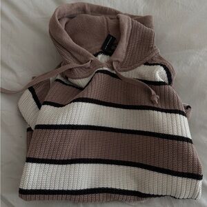 Club Monaco Brown and White Striped Sweater